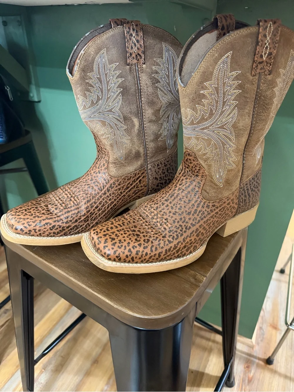 Ariat Brown Leather Square Toe Cowboy Boots